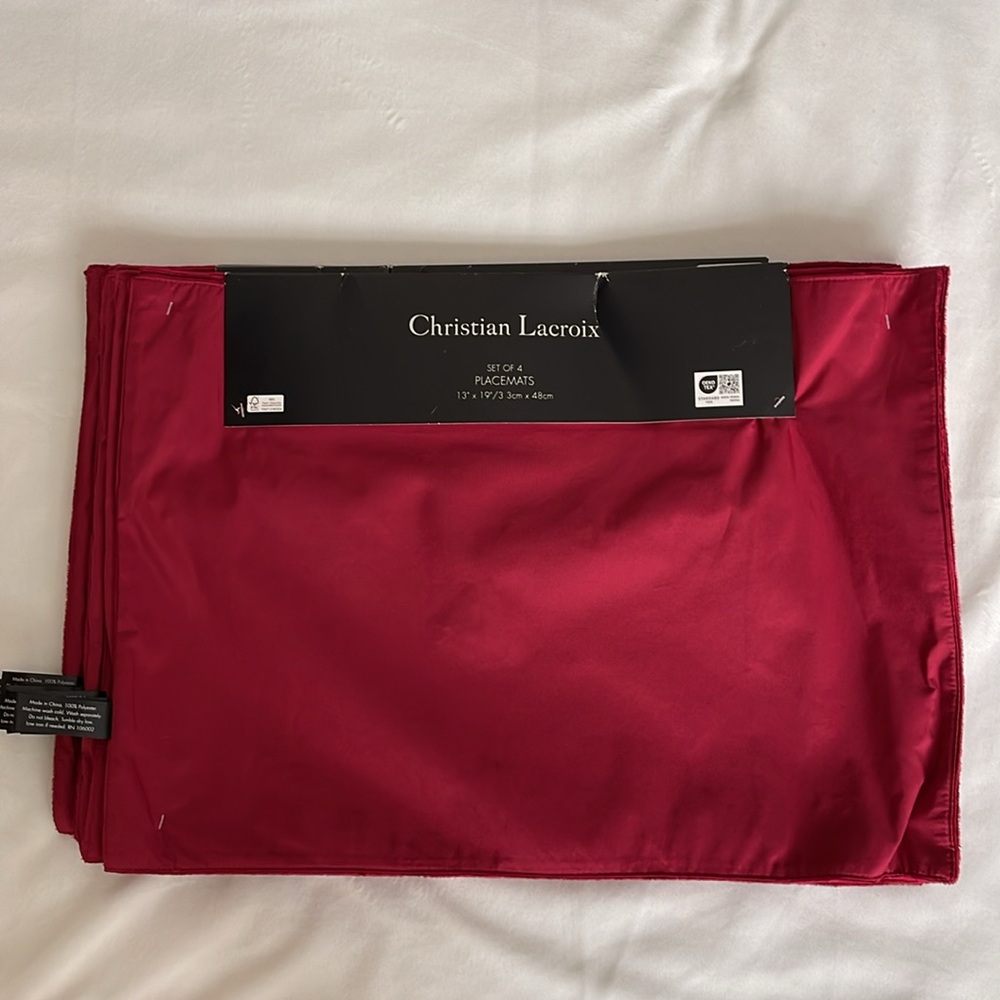 Christian Lacroix Red Velvet Table Placemats, Set of 4 - Picture 5 of 7